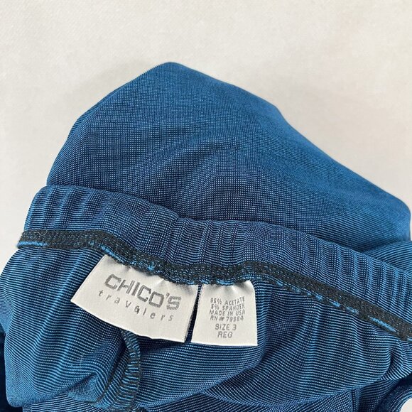 Chico's Travelers Blue Wide Leg Pull On Pants Wrinkle Resistant - Size 3, XL - Picture 6 of 6